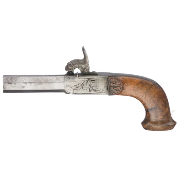 Four Belgian percussion boxlock pistols, circa 1840