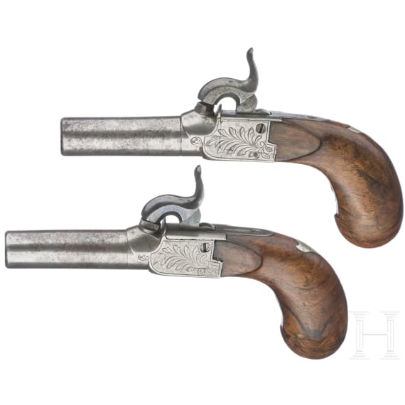 A pair of percussion boxlock pistols, Liege, circa 1840