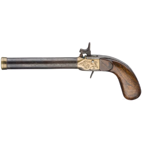 A boxlock pistol, probably Belgian, circa 1840