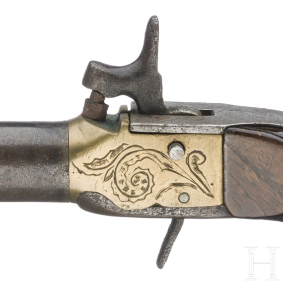 A boxlock pistol, probably Belgian, circa 1840