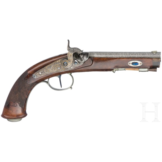 A German percussion pistol by Kuchenreuter(?), circa 1840