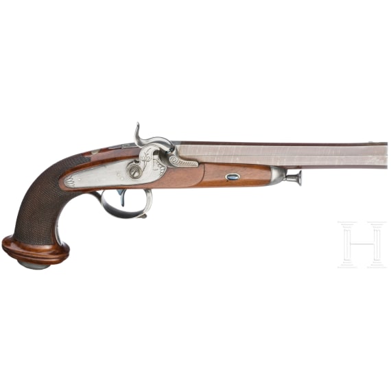 A cased pair of Belgian percussion pistols, ca. 1840