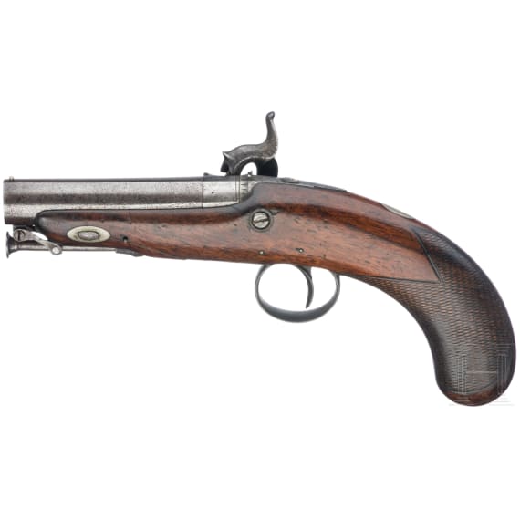 A cased pair of traveler's percussion pistols by Barnett, circa 1840