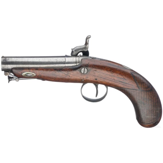 A cased pair of traveler's percussion pistols by Barnett, circa 1840
