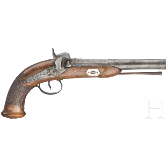 An Italian percussion pistol, circa 1840