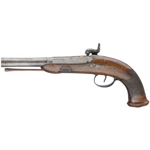 An Italian percussion pistol, circa 1840