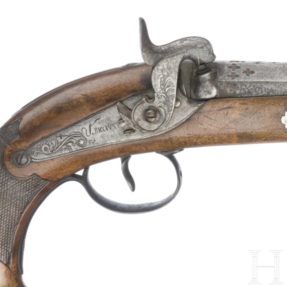 An Italian percussion pistol, circa 1840
