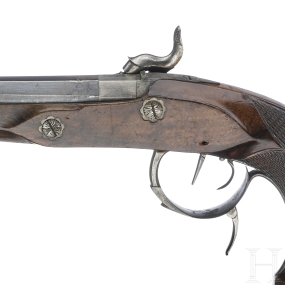 A pair of German percussion target pistols, Jacob Musich, circa 1840