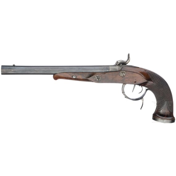 A pair of German percussion target pistols, Jacob Musich, circa 1840
