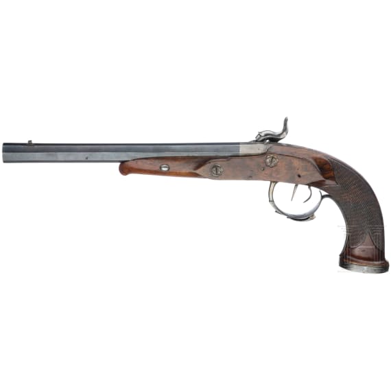 A pair of German percussion target pistols, Jacob Musich, circa 1840