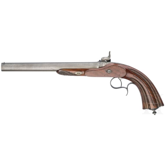 A pair of cased percussion pistols by Francis Marquis, Paris, circa 1840/50