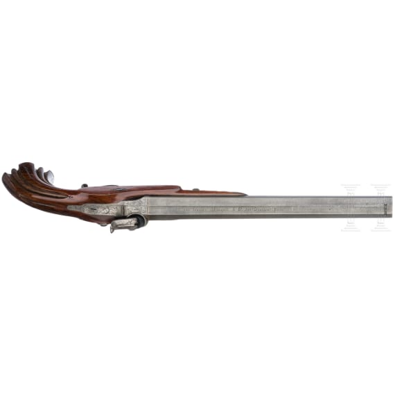 A pair of cased percussion pistols by Francis Marquis, Paris, circa 1840/50
