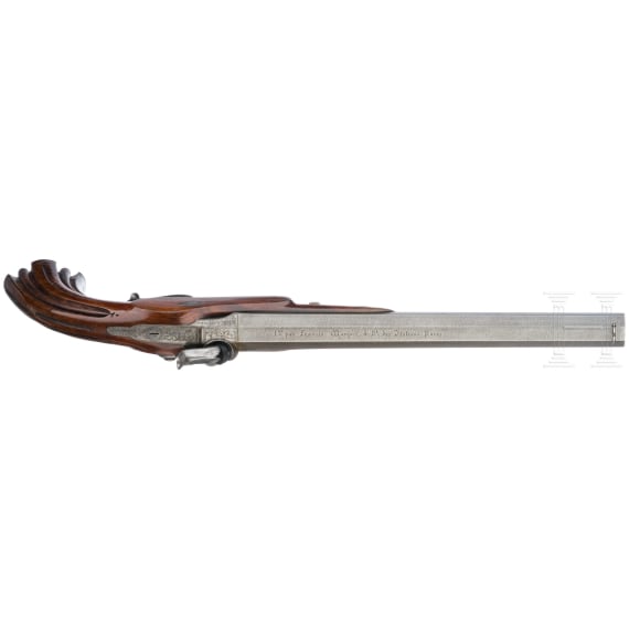 A pair of cased percussion pistols by Francis Marquis, Paris, circa 1840/50