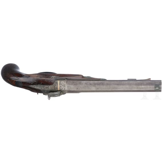 A cased pair of percussion pistols by Conway in Manchester, ca. 1840/50