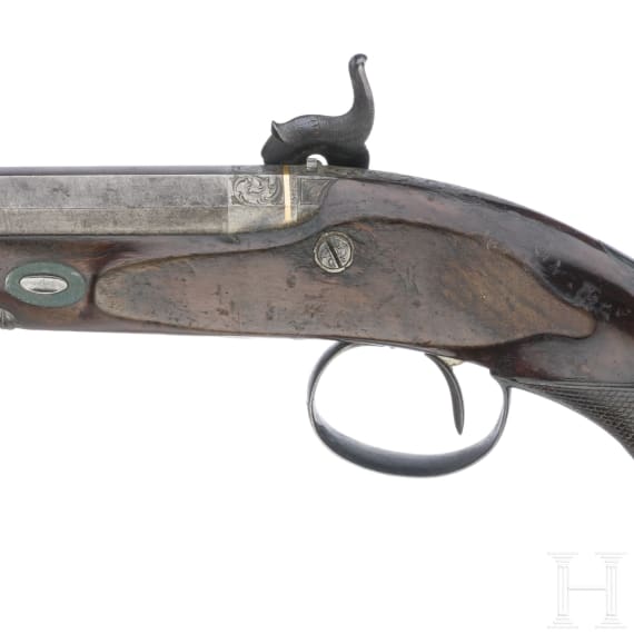 A cased pair of percussion pistols by Conway in Manchester, ca. 1840/50
