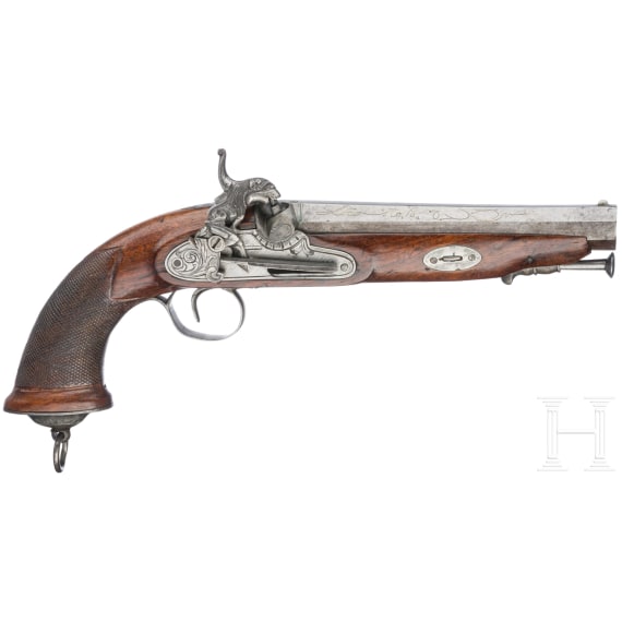 A percussion pistol, Eibar, Spain, dated 1848