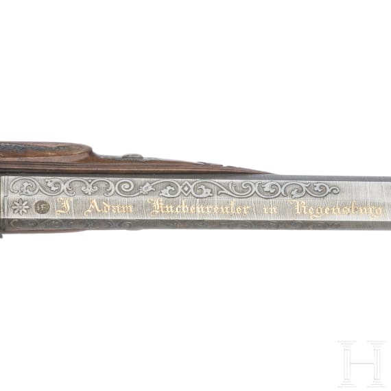 A pair of fine percussion pistols by Johann Adam Kuchenreuter in Regensburg, circa 1850