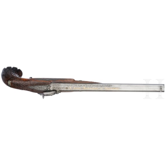 A pair of fine percussion pistols by Johann Adam Kuchenreuter in Regensburg, circa 1850
