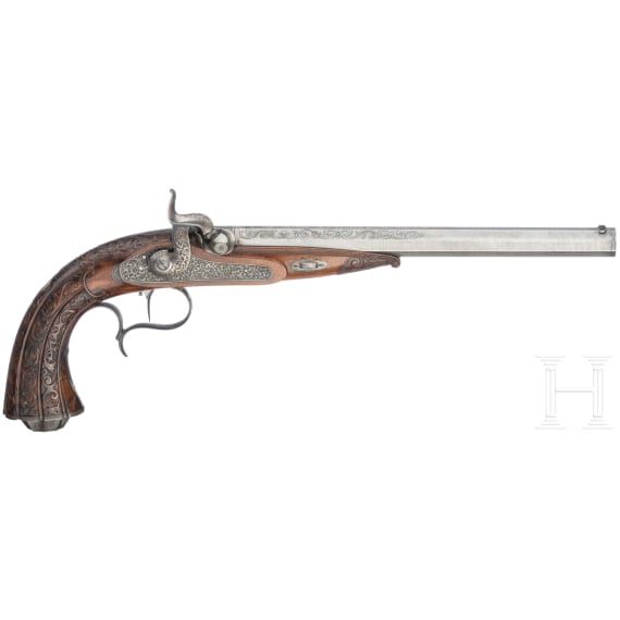 A pair of fine percussion pistols by Johann Adam Kuchenreuter in Regensburg, circa 1850