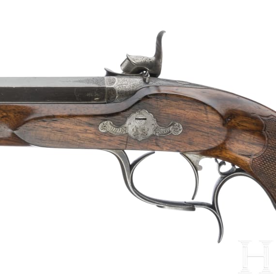 A French breech-loading percussion pistol by Gastinne Renette, circa 1850