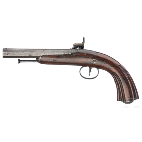 A pair of percussion pistols, Li&egrave;ge, circa 1850