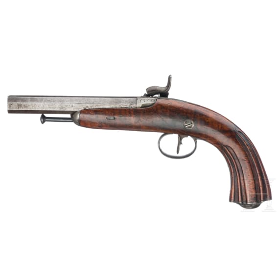 A pair of percussion pistols, Li&egrave;ge, circa 1850