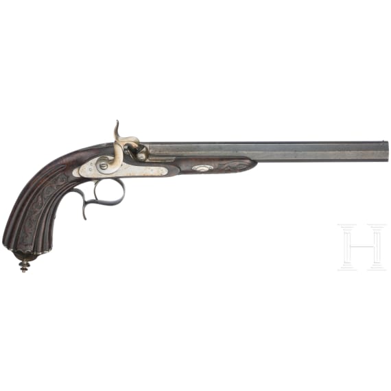 A pair of French percussion target pistols, circa 1850