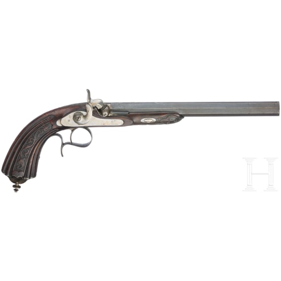 A pair of French percussion target pistols, circa 1850