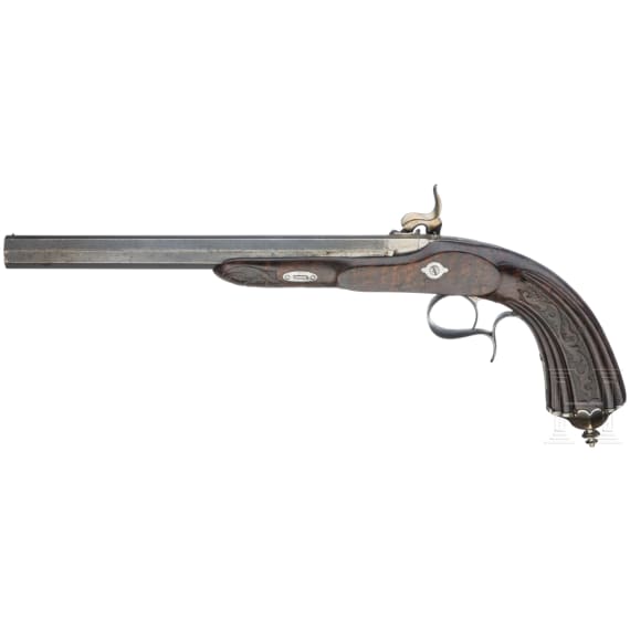 A pair of French percussion target pistols, circa 1850