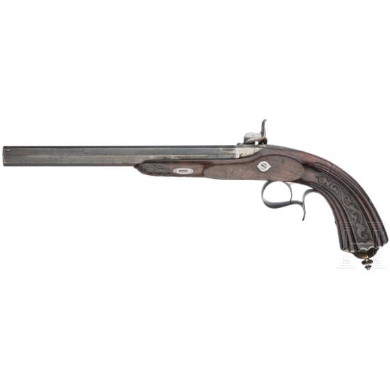 A pair of French percussion target pistols, circa 1850