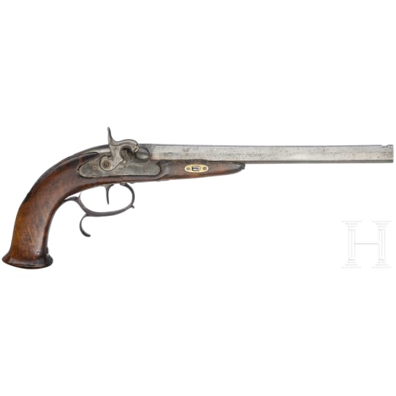 A percussion pistol, J. Schmidl, Prague, circa 1850