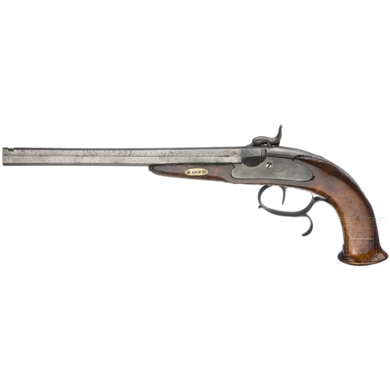 A percussion pistol, J. Schmidl, Prague, circa 1850