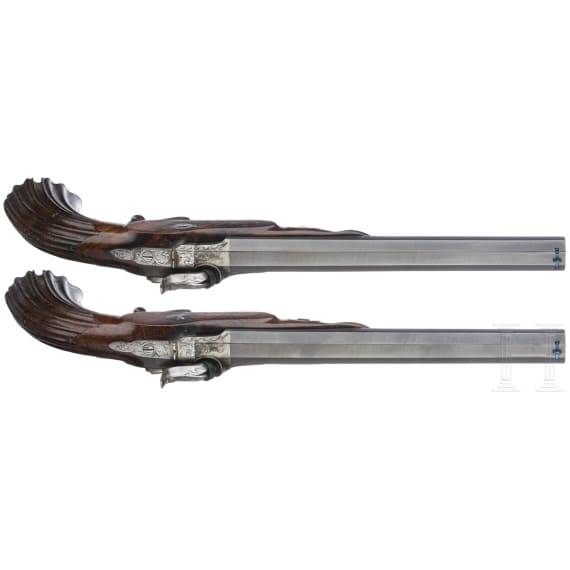 A pair of cased percussion pistols by Lepage Moutier, Paris, circa 1850
