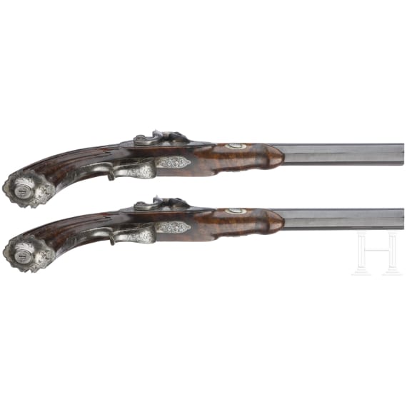 A pair of cased percussion pistols by Lepage Moutier, Paris, circa 1850