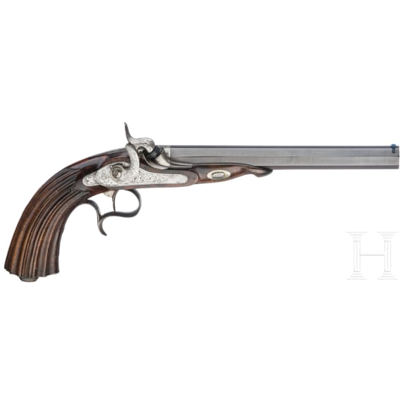 A pair of cased percussion pistols by Lepage Moutier, Paris, circa 1850