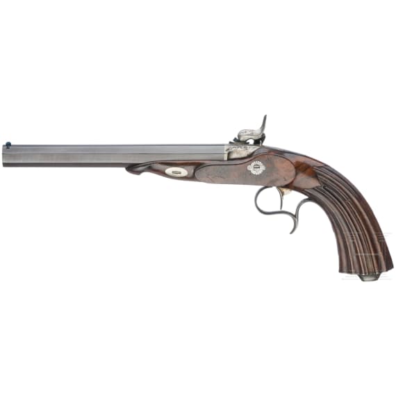 A pair of cased percussion pistols by Lepage Moutier, Paris, circa 1850