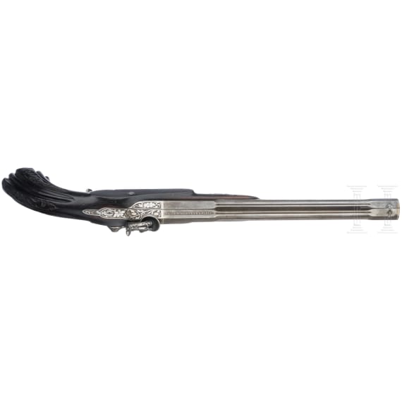 A pair of cased percussion pistols by Brun, Paris, circa 1850