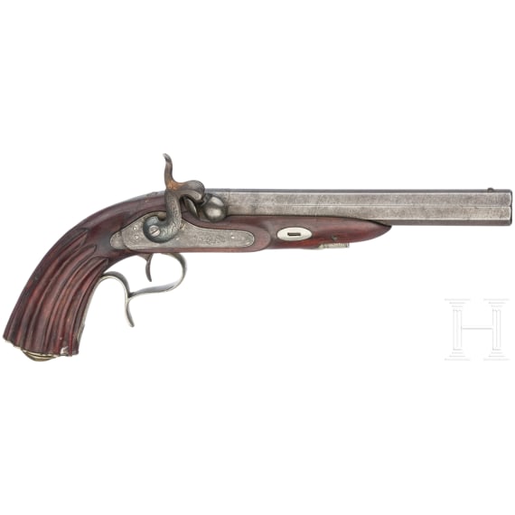 A Belgian percussion pistol, circa 1850