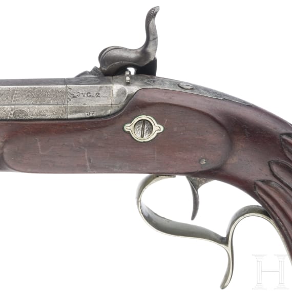 A Belgian percussion pistol, circa 1850