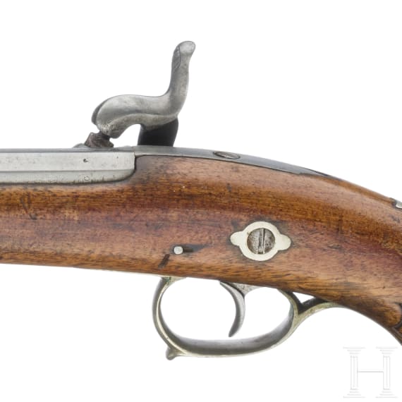A Belgian long percussion pistol by G. Laport & Cie., Li&egrave;ge, ca. 1850