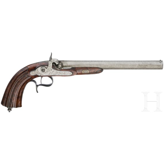 A cased pair of percussion pistols by Jansen in Brussels, circa 1850