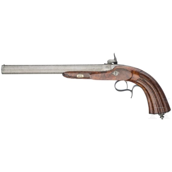 A cased pair of percussion pistols by Jansen in Brussels, circa 1850