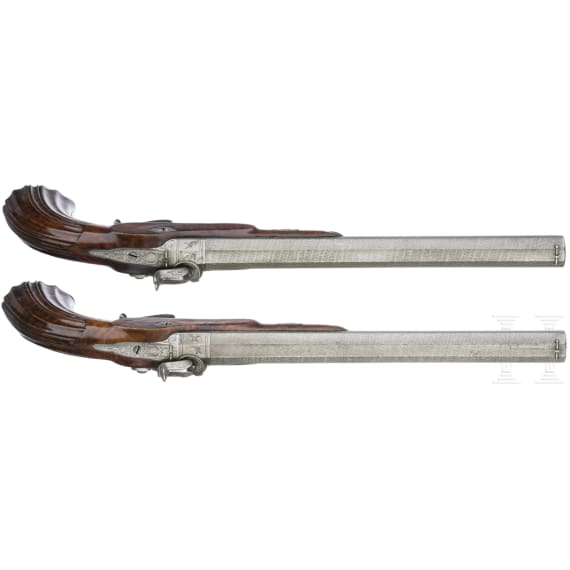 A cased pair of percussion pistols by Jansen in Brussels, circa 1850