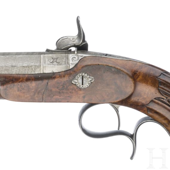 A cased pair of percussion pistols by Jansen in Brussels, circa 1850