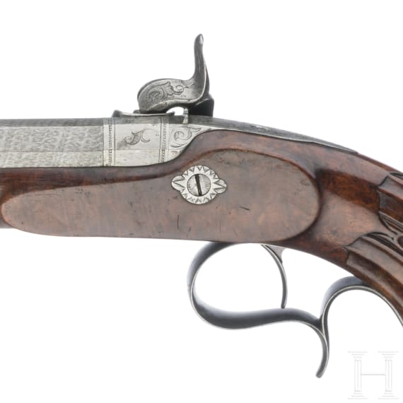 A cased pair of percussion pistols by Jansen in Brussels, circa 1850