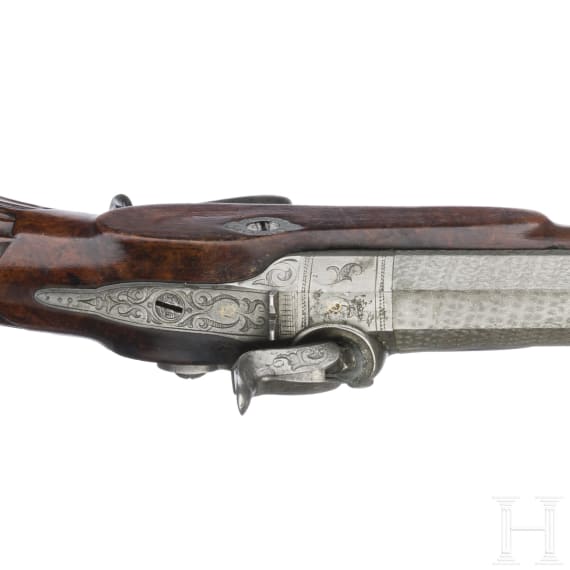A cased pair of percussion pistols by Jansen in Brussels, circa 1850