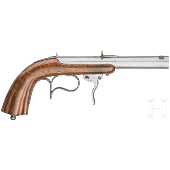 A percussion parlor pistol with removable barrel, probably German, circa 1850