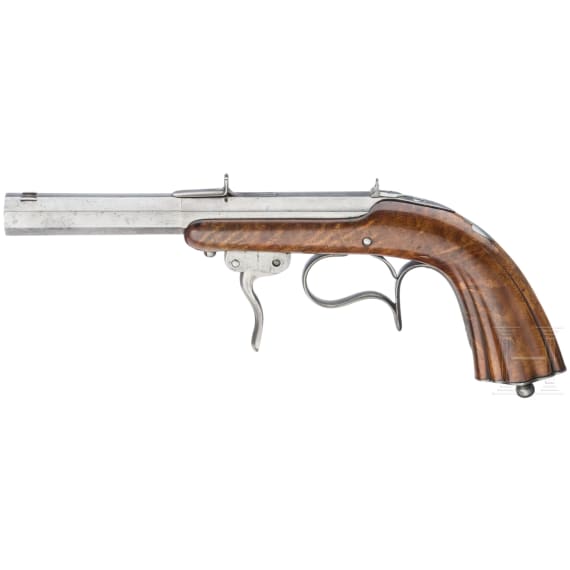 A percussion parlor pistol with removable barrel, probably German, circa 1850