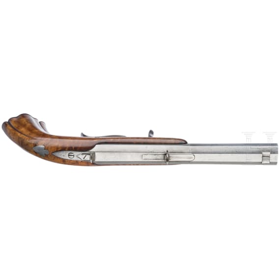 A percussion parlor pistol with removable barrel, probably German, circa 1850