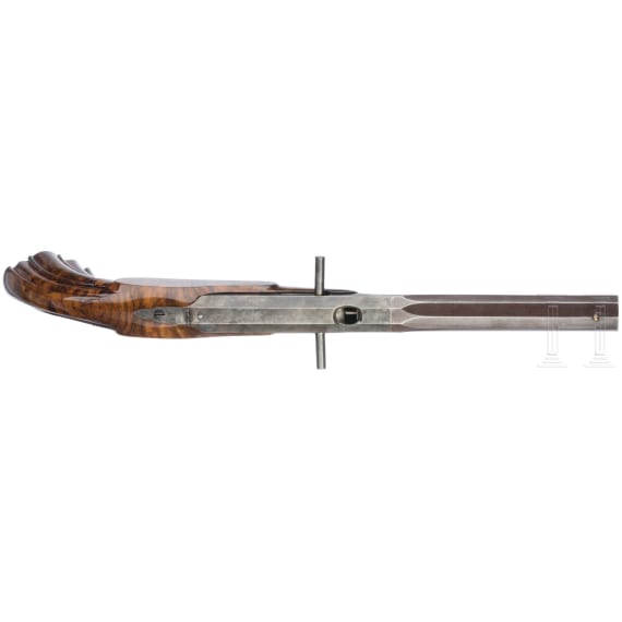 A German percussion pistol with inside lock, circa 1860